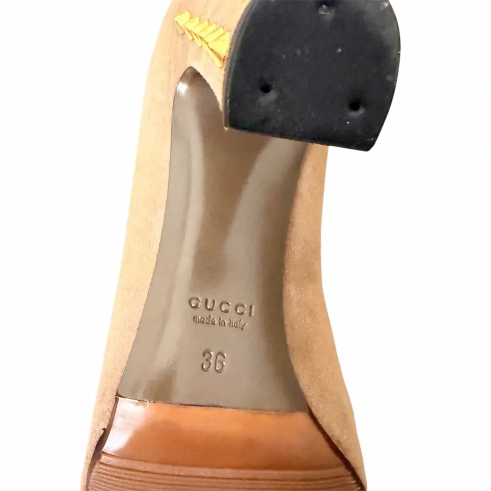 Gucci Women's Tan Suede Round-Toe Pumps - Picture 7 of 11